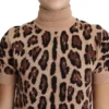 Dolce & Gabbana Women's Elegant Leopard Print Wool Turtleneck Top