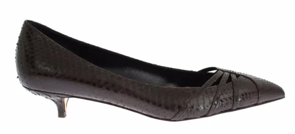 Dolce & Gabbana Women's Chic Brown Leather Kitten Heel Pumps