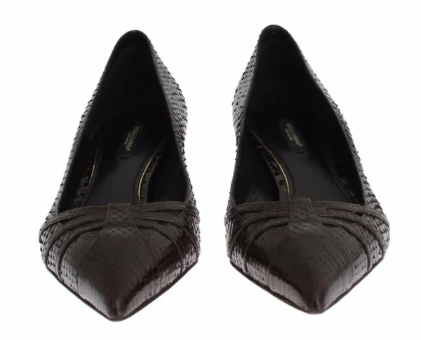 Dolce & Gabbana Women's Chic Brown Leather Kitten Heel Pumps