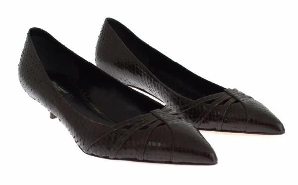 Dolce & Gabbana Women's Chic Brown Leather Kitten Heel Pumps
