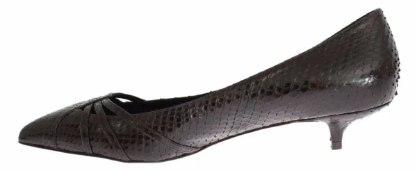 Dolce & Gabbana Women's Chic Brown Leather Kitten Heel Pumps