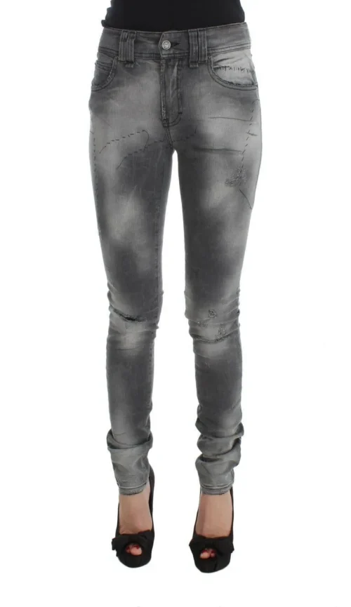 John Galliano Women's Chic Gray Slim Fit Designer Jeans