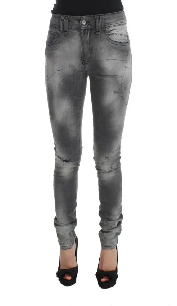 John Galliano Women's Chic Gray Slim Fit Designer Jeans
