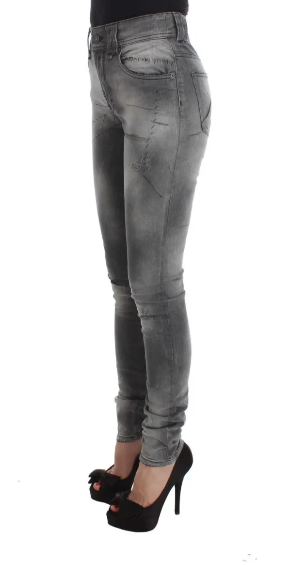 John Galliano Women's Chic Gray Slim Fit Designer Jeans