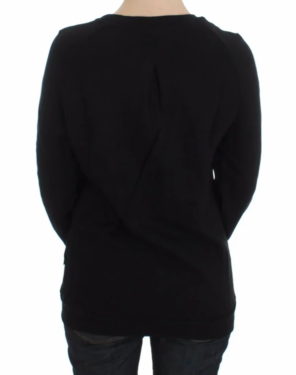 Exte Women's Chic Skull Motif Crew-Neck Cotton Sweater