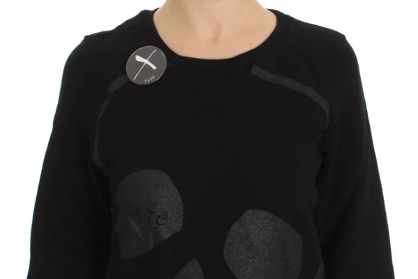 Exte Women's Chic Skull Motif Crew-Neck Cotton Sweater