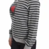 Exte Women's Chic Gray Striped Crew-Neck Sweater