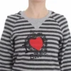 Exte Women's Chic Gray Striped Crew-Neck Sweater