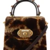 Dolce & Gabbana Women's Elegant Giraffe Pattern Welcome Bag with Gold Accents