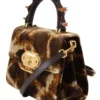 Dolce & Gabbana Women's Elegant Giraffe Pattern Welcome Bag with Gold Accents