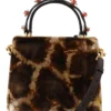 Dolce & Gabbana Women's Elegant Giraffe Pattern Welcome Bag with Gold Accents