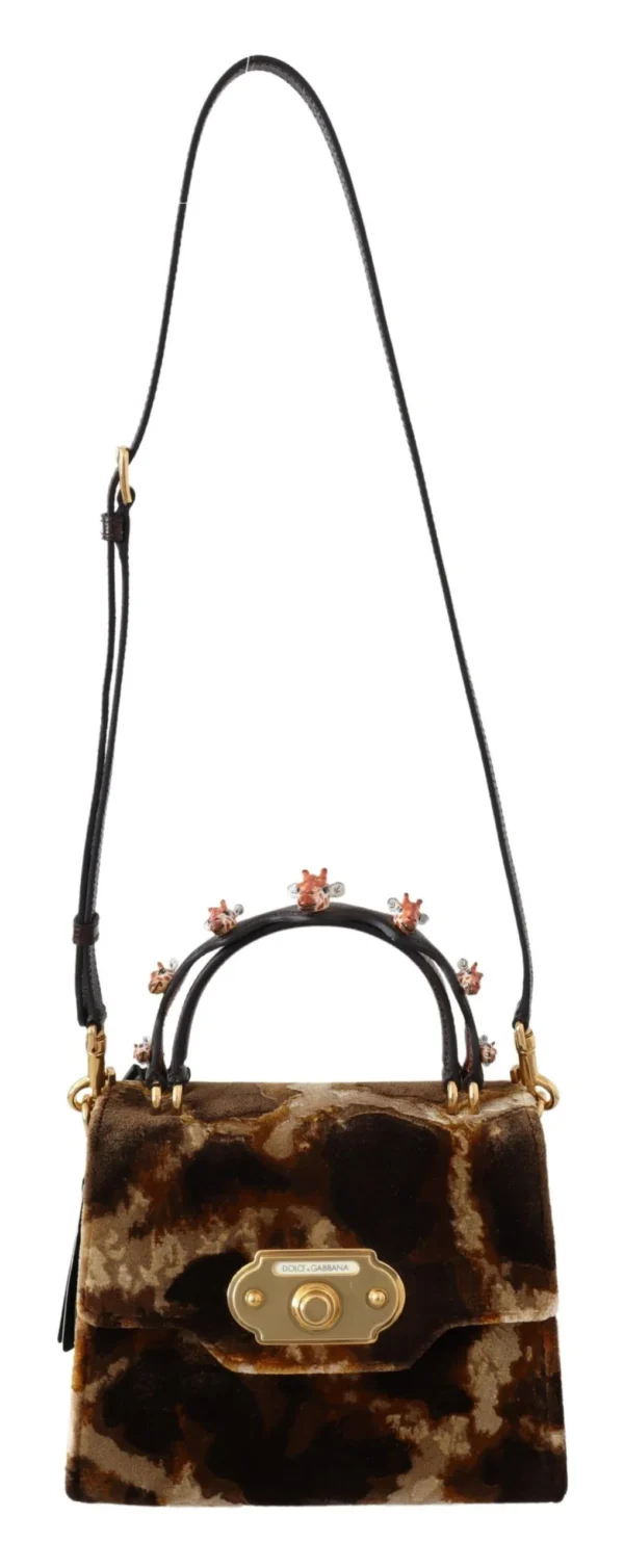 Dolce & Gabbana Women's Elegant Giraffe Pattern Welcome Bag with Gold Accents