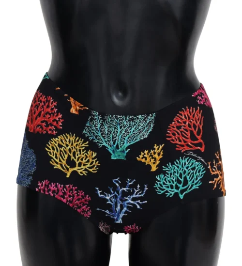 Dolce & Gabbana Women's Chic Coral Print High Waist Bikini Bottom