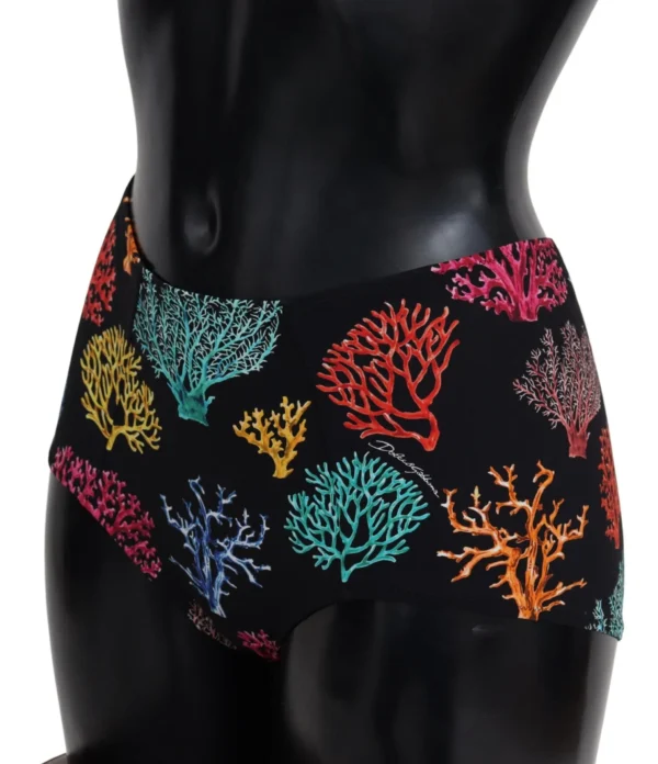 Dolce & Gabbana Women's Chic Coral Print High Waist Bikini Bottom