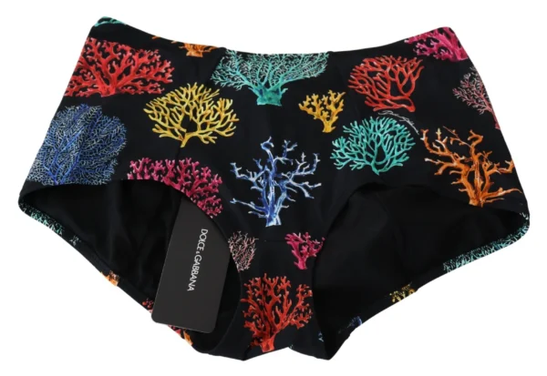 Dolce & Gabbana Women's Chic Coral Print High Waist Bikini Bottom