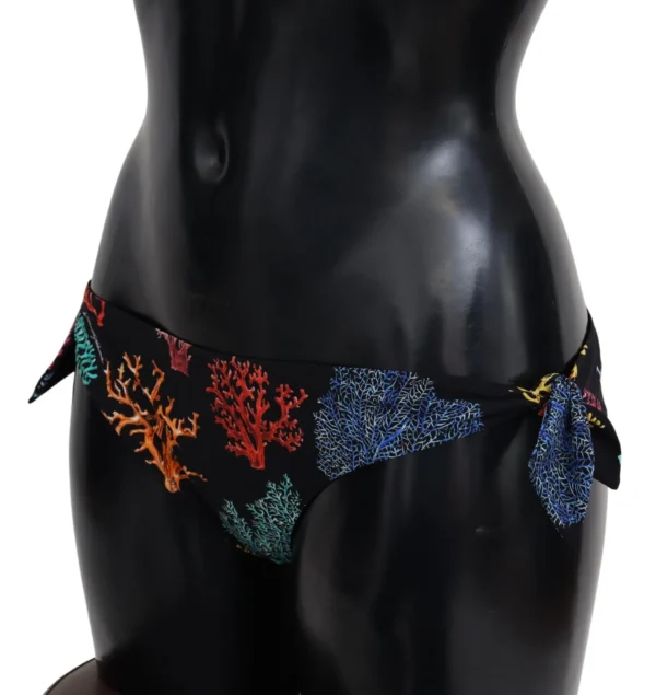 Dolce & Gabbana Women's Chic Black Side-Tie Coral Print Bikini Bottom