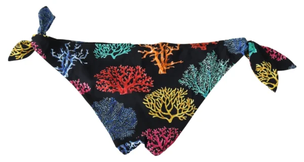 Dolce & Gabbana Women's Chic Black Side-Tie Coral Print Bikini Bottom