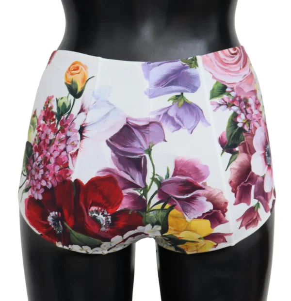 Dolce & Gabbana Women's Elegant White Floral High Waist Bikini Bottom