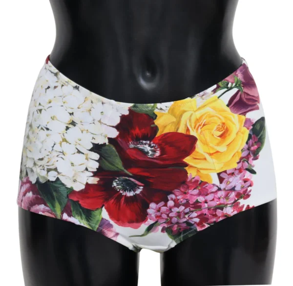 Dolce & Gabbana Women's Elegant White Floral High Waist Bikini Bottom