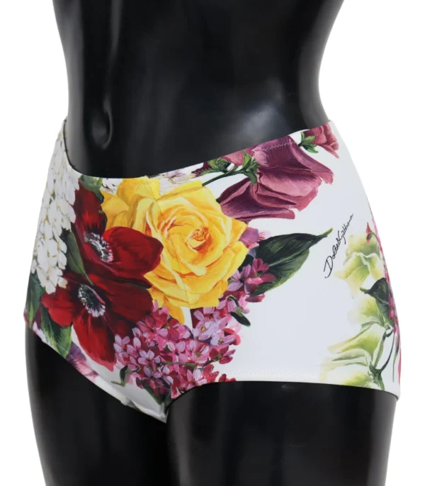 Dolce & Gabbana Women's Elegant White Floral High Waist Bikini Bottom