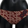 Dolce & Gabbana Women's Chic Maroon Beige Logo Print Bikini Bottom
