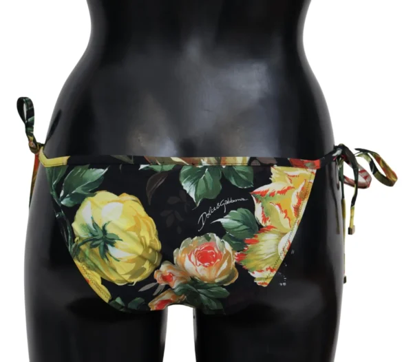 Dolce & Gabbana Women's Elegant Black Floral Bikini Bottom
