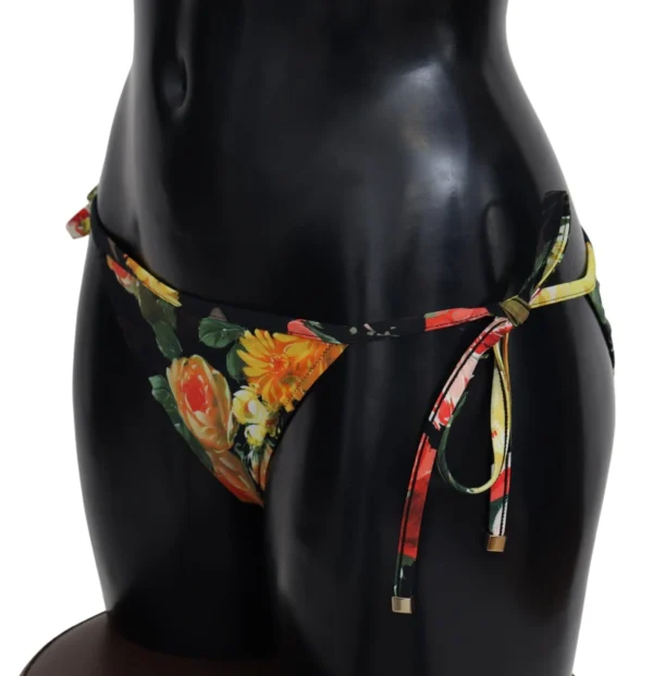 Dolce & Gabbana Women's Elegant Black Floral Bikini Bottom