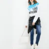 Love Moschino Women's Chic Light Blue Round-Neck Sweatshirt
