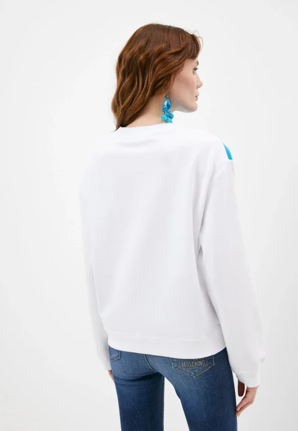 Love Moschino Women's Chic Light Blue Round-Neck Sweatshirt