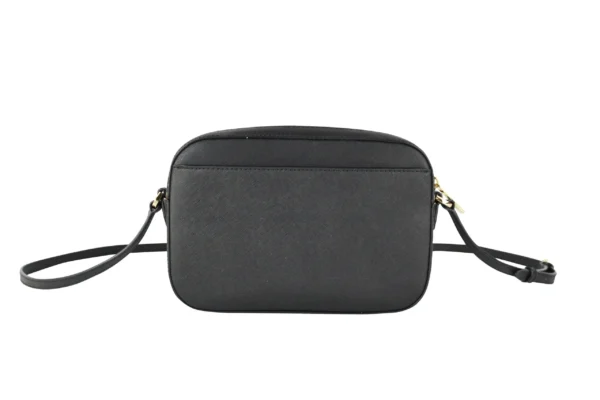 Michael Kors Women's Jet Set Item Large East West Saffiano Leather Zip Chain Crossbody Handbag (Black Solid/Gold)