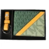 Michael Kors Women's Gifting Slim Signature Bifold with Key Fob Box Set (Green/Marigold)