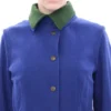 Andrea Incontri Women's Elegant Blue Wool Jacket with Removable Collar