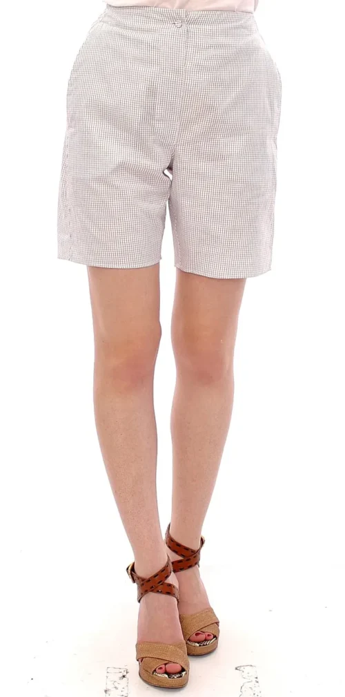 Andrea Incontri Women's Chic White Checkered Cotton Shorts