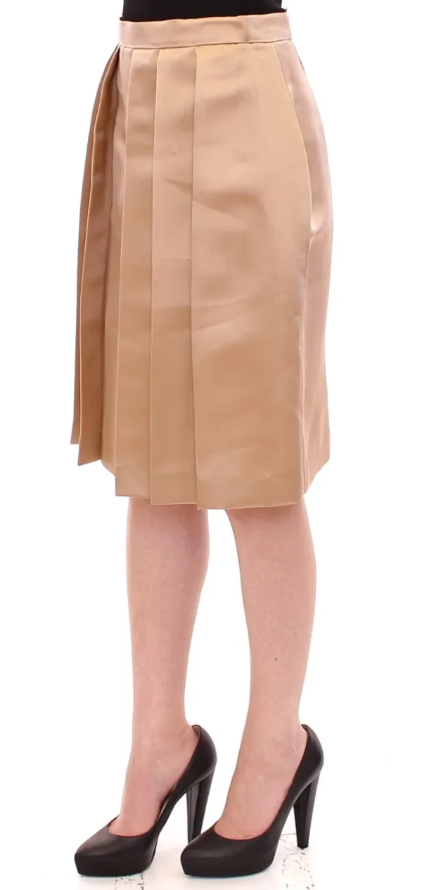 Andrea Incontri Women's Elegant Silk Pleated Knee-Length Skirt