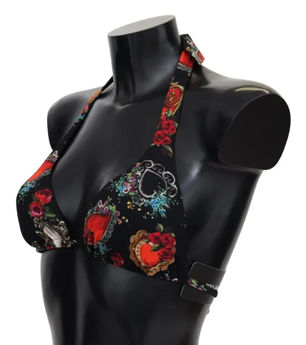 Dolce & Gabbana Women's Chic Heart Print Bikini Top - Black Elegance