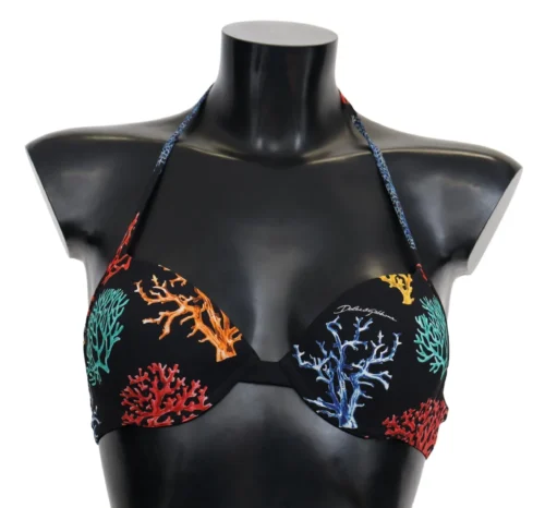 Dolce & Gabbana Women's Chic Black Coral Print Bikini Top