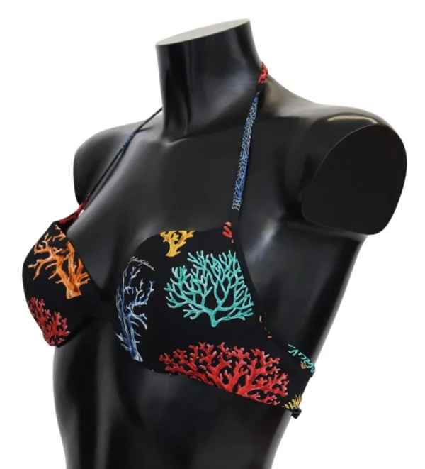 Dolce & Gabbana Women's Chic Black Coral Print Bikini Top