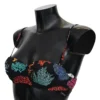 Dolce & Gabbana Women's Elegant Black Bikini Top with Coral Print