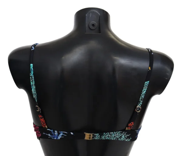 Dolce & Gabbana Women's Elegant Black Bikini Top with Coral Print