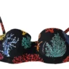 Dolce & Gabbana Women's Elegant Black Bikini Top with Coral Print