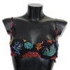 Dolce & Gabbana Women's Elegant Black Bikini Top with Coral Print