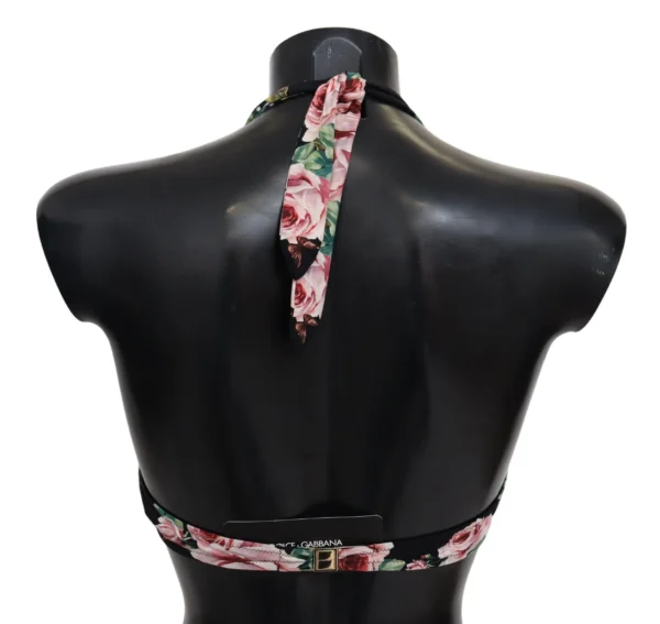 Dolce & Gabbana Women's Elegant Black Floral Bikini Top