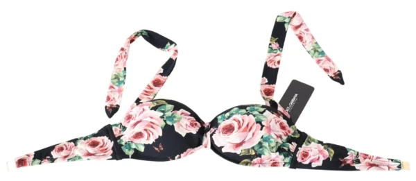 Dolce & Gabbana Women's Elegant Black Floral Bikini Top