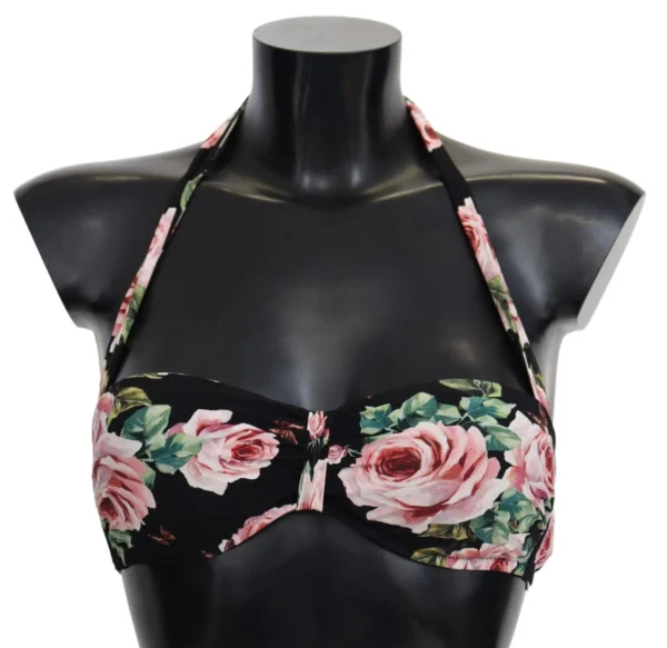 Dolce & Gabbana Women's Elegant Black Floral Bikini Top