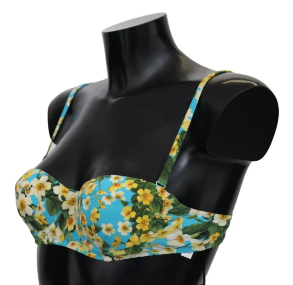 Dolce & Gabbana Women's Chic Light Blue Floral Bikini Top