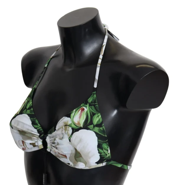 Dolce & Gabbana Women's Floral Print Bikini Top with Logo Clasp