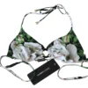 Dolce & Gabbana Women's Floral Print Bikini Top with Logo Clasp