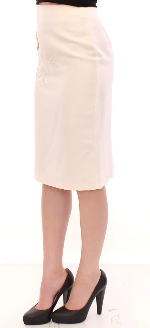 Andrea Incontri Women's Elegant White Floral Pencil Skirt