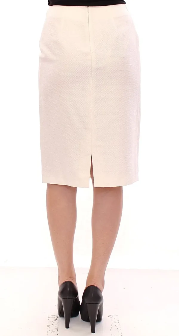 Andrea Incontri Women's Elegant White Floral Pencil Skirt