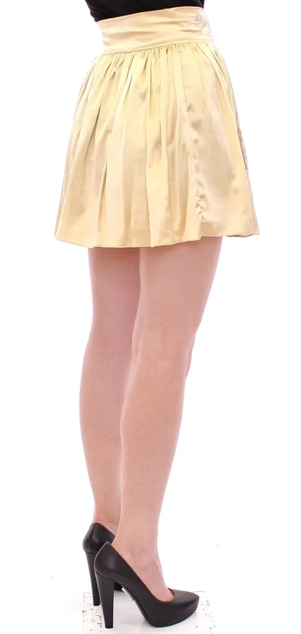 Andrea Incontri Women's Chic Beige Floral Embroidered Mini Skirt